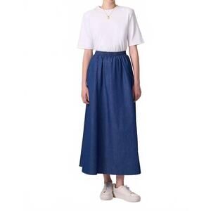 NEW TOUCHE PRIVE elastic waist maxi skirt in denim